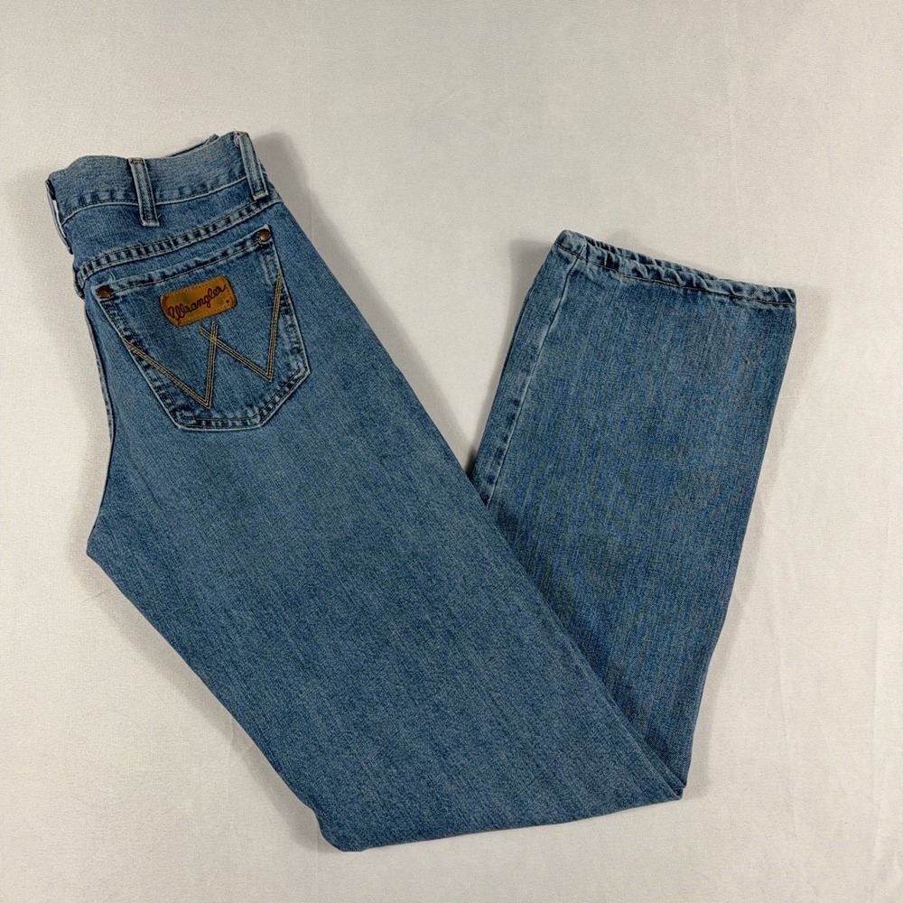 Wrangler Retro Relaxed Straight Leg Denim Jeans 30x34 Medium Wash Blue Cotton
